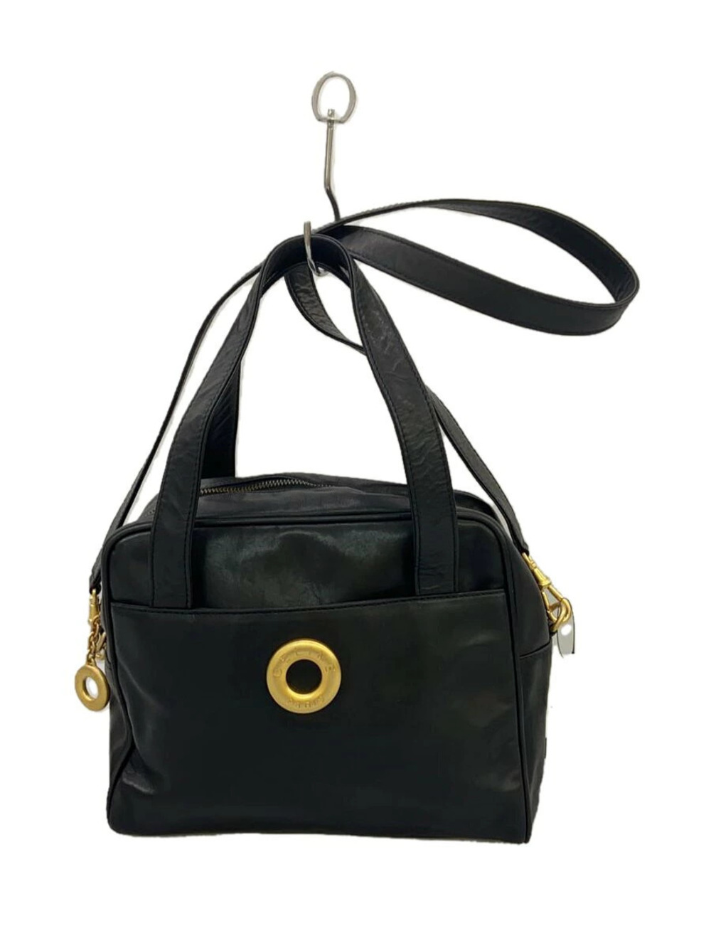 Celine VINATGE circle handbag leather Black